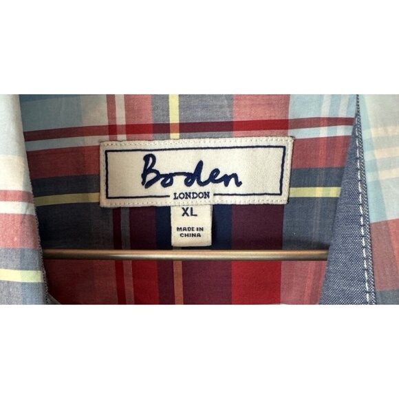 BODEN Mens’ Blue Red Plaid Button Up Long Sleeve Shirt Size XL - Picture 4 of 8